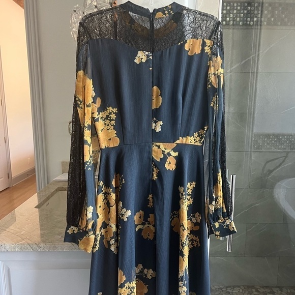 Sachin & Babi Velir Mock-Neck Floral-Print Georgette Dress w/ Lace - Picture 5 of 14